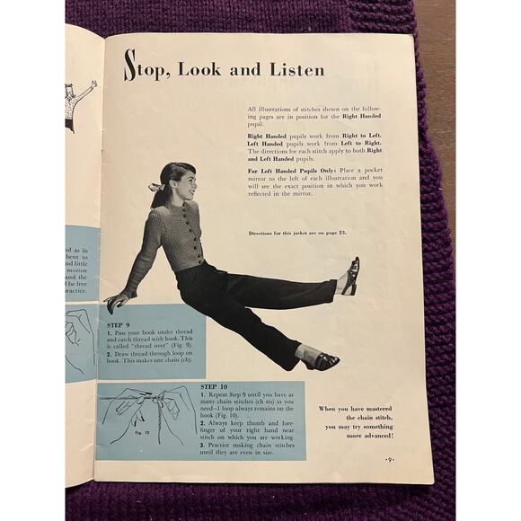 Crocheted pattern book 1940s hat purse gloves beadspread - Picture 5 of 16